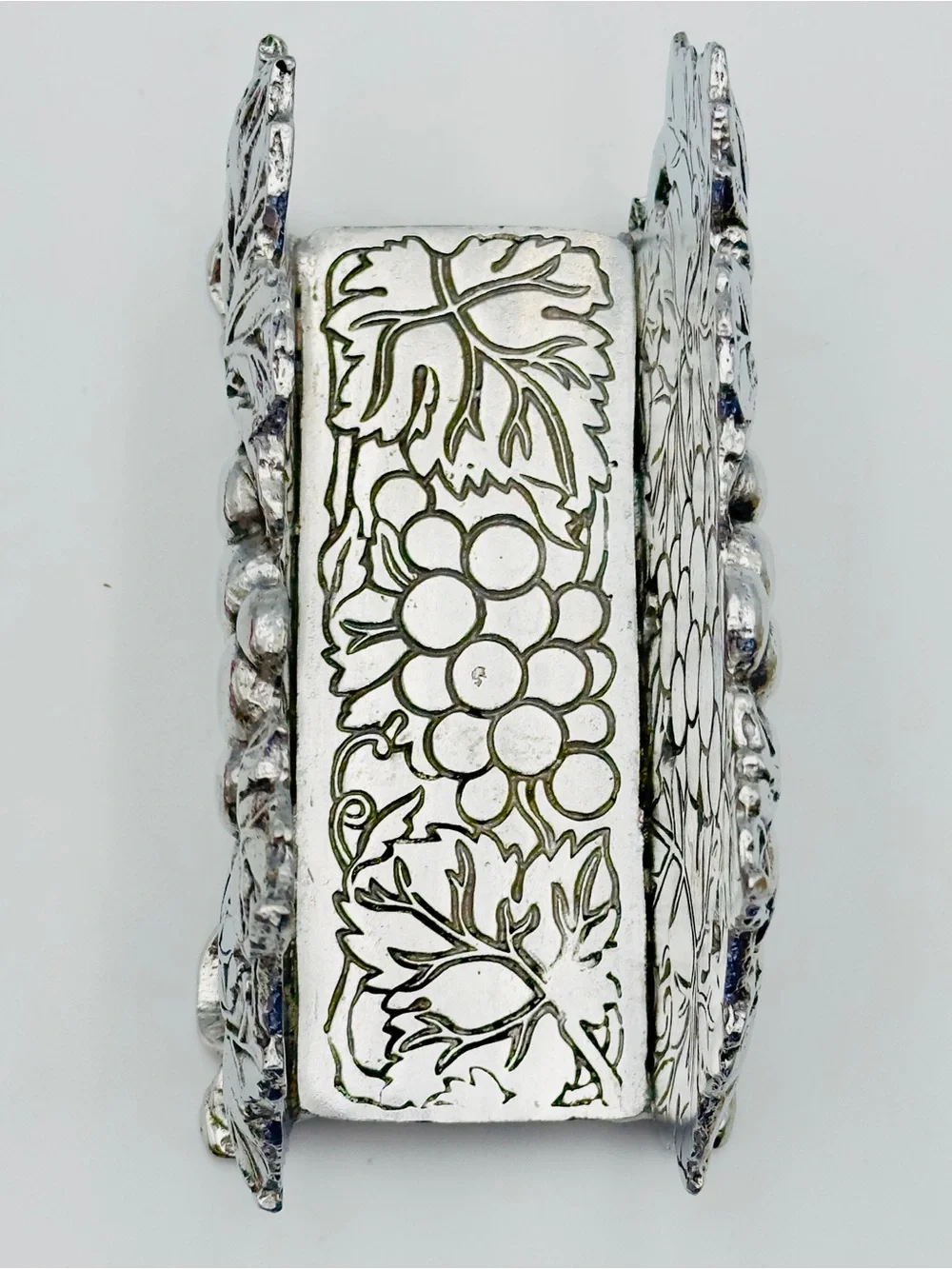 Vintage metal napkin holder styled with an ornate Arthur Court Grape Pattern